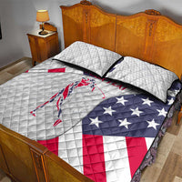 Personalized American Flag Golf Quilt Bed Set Female Silhouette and Red White Blue Golf Bag Graphic - Wonder Print Shop