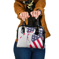Personalized American Flag Golf Shoulder Handbag Female Silhouette and Red White Blue Golf Bag Graphic - Wonder Print Shop