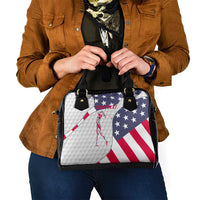 Personalized American Flag Golf Shoulder Handbag Female Silhouette and Red White Blue Golf Bag Graphic - Wonder Print Shop