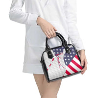 Personalized American Flag Golf Shoulder Handbag Female Silhouette and Red White Blue Golf Bag Graphic - Wonder Print Shop