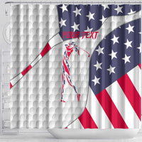 Personalized American Flag Golf Shower Curtain Female Silhouette and Red White Blue Golf Bag Graphic - Wonder Print Shop