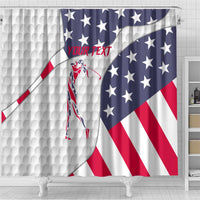 Personalized American Flag Golf Shower Curtain Female Silhouette and Red White Blue Golf Bag Graphic - Wonder Print Shop