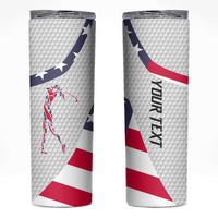 Personalized American Flag Golf Skinny Tumbler Female Silhouette and Red White Blue Golf Bag Graphic - Wonder Print Shop