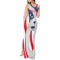 Personalized American Flag Golf Tank Maxi Dress Female Silhouette and Red White Blue Golf Bag Graphic - Wonder Print Shop