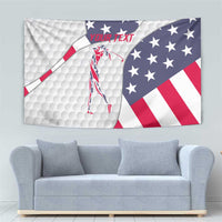 Personalized American Flag Golf Tapestry Female Silhouette and Red White Blue Golf Bag Graphic - Wonder Print Shop