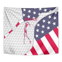 Personalized American Flag Golf Tapestry Female Silhouette and Red White Blue Golf Bag Graphic - Wonder Print Shop