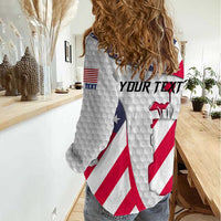 Personalized American Flag Golf Women Casual Shirt Female Silhouette and Red White Blue Golf Bag Graphic - Wonder Print Shop
