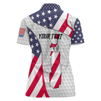 Personalized American Flag Golf Women Polo Shirt Female Silhouette and Red White Blue Golf Bag Graphic - Wonder Print Shop