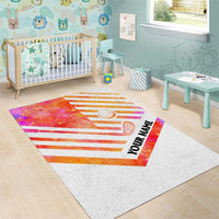USA Golf Design Area Rug Watercolor Female Silhouette and Orange Gradient Flag and Ball Pattern - Wonder Print Shop