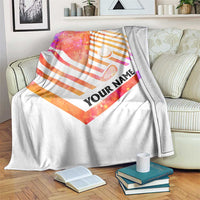 USA Golf Design Blanket Watercolor Female Silhouette and Orange Gradient Flag and Ball Pattern - Wonder Print Shop