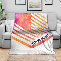 USA Golf Design Blanket Watercolor Female Silhouette and Orange Gradient Flag and Ball Pattern - Wonder Print Shop