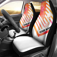 USA Golf Design Car Seat Cover Watercolor Female Silhouette and Orange Gradient Flag and Ball Pattern - Wonder Print Shop
