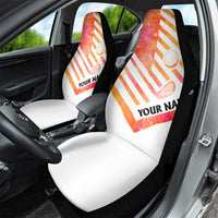 USA Golf Design Car Seat Cover Watercolor Female Silhouette and Orange Gradient Flag and Ball Pattern - Wonder Print Shop