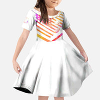 USA Golf Design Family Matching Long Sleeve Bodycon Dress and Hawaiian Shirt Watercolor Female Silhouette and Orange Gradient Flag and Ball Pattern - Wonder Print Shop