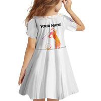 USA Golf Design Family Matching Tank Maxi Dress and Hawaiian Shirt Watercolor Female Silhouette and Orange Gradient Flag and Ball Pattern - Wonder Print Shop