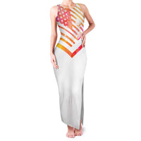 USA Golf Design Family Matching Tank Maxi Dress and Hawaiian Shirt Watercolor Female Silhouette and Orange Gradient Flag and Ball Pattern - Wonder Print Shop