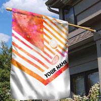 USA Golf Design Garden Flag Watercolor Female Silhouette and Orange Gradient Flag and Ball Pattern - Wonder Print Shop