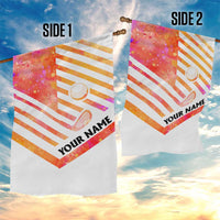 USA Golf Design Garden Flag Watercolor Female Silhouette and Orange Gradient Flag and Ball Pattern - Wonder Print Shop