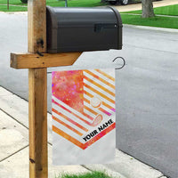 USA Golf Design Garden Flag Watercolor Female Silhouette and Orange Gradient Flag and Ball Pattern - Wonder Print Shop