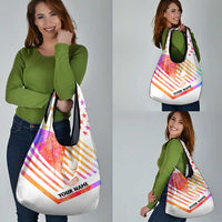 USA Golf Design Grocery Bag Watercolor Female Silhouette and Orange Gradient Flag and Ball Pattern - Wonder Print Shop