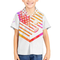 USA Golf Design Hawaiian Shirt Watercolor Female Silhouette and Orange Gradient Flag and Ball Pattern - Wonder Print Shop