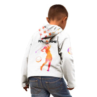 USA Golf Design Kid Hoodie Watercolor Female Silhouette and Orange Gradient Flag and Ball Pattern - Wonder Print Shop