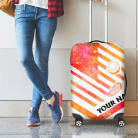 USA Golf Design Luggage Cover Watercolor Female Silhouette and Orange Gradient Flag and Ball Pattern - Wonder Print Shop