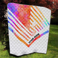 USA Golf Design Quilt Watercolor Female Silhouette and Orange Gradient Flag and Ball Pattern - Wonder Print Shop