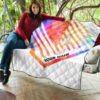 USA Golf Design Quilt Watercolor Female Silhouette and Orange Gradient Flag and Ball Pattern - Wonder Print Shop