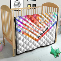 USA Golf Design Quilt Watercolor Female Silhouette and Orange Gradient Flag and Ball Pattern - Wonder Print Shop