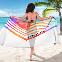 USA Golf Design Sarong Watercolor Female Silhouette and Orange Gradient Flag and Ball Pattern - Wonder Print Shop