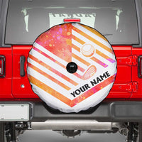 USA Golf Design Spare Tire Cover Watercolor Female Silhouette and Orange Gradient Flag and Ball Pattern - Wonder Print Shop