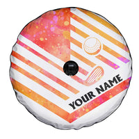 USA Golf Design Spare Tire Cover Watercolor Female Silhouette and Orange Gradient Flag and Ball Pattern - Wonder Print Shop