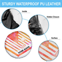 USA Golf Design Spare Tire Cover Watercolor Female Silhouette and Orange Gradient Flag and Ball Pattern - Wonder Print Shop