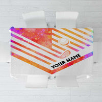 USA Golf Design Tablecloth Watercolor Female Silhouette and Orange Gradient Flag and Ball Pattern - Wonder Print Shop