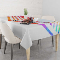 USA Golf Design Tablecloth Watercolor Female Silhouette and Orange Gradient Flag and Ball Pattern - Wonder Print Shop