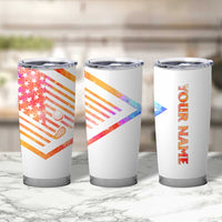 USA Golf Design Tumbler Cup Watercolor Female Silhouette and Orange Gradient Flag and Ball Pattern - Wonder Print Shop