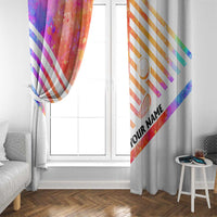 USA Golf Design Window Curtain Watercolor Female Silhouette and Orange Gradient Flag and Ball Pattern - Wonder Print Shop