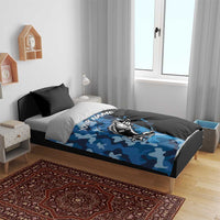 Custom Blue Camo Bass Fishing Bedding Set Fishing Rod Graphic Design - Wonder Print Shop