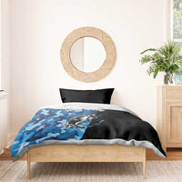 Custom Blue Camo Bass Fishing Bedding Set Fishing Rod Graphic Design - Wonder Print Shop