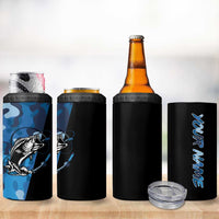 Custom Blue Camo Bass Fishing 4 in 1 Can Cooler Tumbler Fishing Rod Graphic Design - Wonder Print Shop