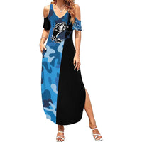 Custom Blue Camo Bass Fishing Family Matching Summer Maxi Dress and Hawaiian Shirt Fishing Rod Graphic Design - Wonder Print Shop