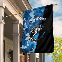 Custom Blue Camo Bass Fishing Garden Flag Fishing Rod Graphic Design - Wonder Print Shop