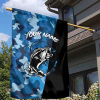 Custom Blue Camo Bass Fishing Garden Flag Fishing Rod Graphic Design - Wonder Print Shop