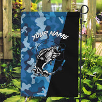 Custom Blue Camo Bass Fishing Garden Flag Fishing Rod Graphic Design - Wonder Print Shop
