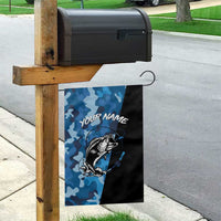 Custom Blue Camo Bass Fishing Garden Flag Fishing Rod Graphic Design - Wonder Print Shop