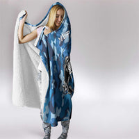 Custom Blue Camo Bass Fishing Hooded Blanket Fishing Rod Graphic Design - Wonder Print Shop