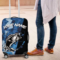 Custom Blue Camo Bass Fishing Luggage Cover Fishing Rod Graphic Design - Wonder Print Shop