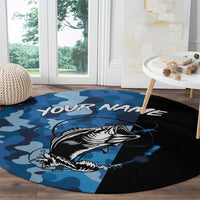 Custom Blue Camo Bass Fishing Round Carpet Fishing Rod Graphic Design - Wonder Print Shop