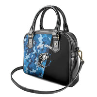 Custom Blue Camo Bass Fishing Shoulder Handbag Fishing Rod Graphic Design - Wonder Print Shop